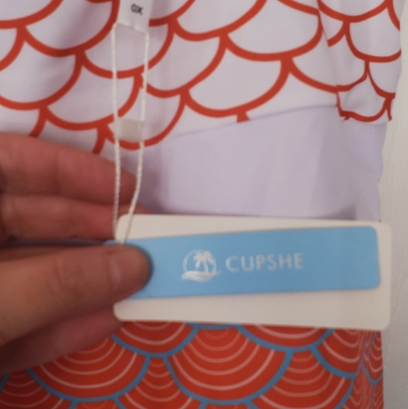 Cupshe one piece bathing suit, OX, orange~white~blue - Picture 6 of 6